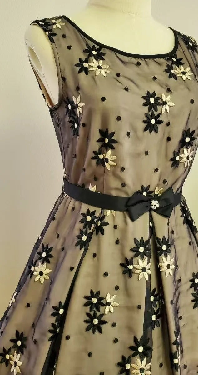 NiceVestidos--Short Homecoming Dress Girls Dress Retro Outfit Vintage Mesh Embroidery Dress NV5662