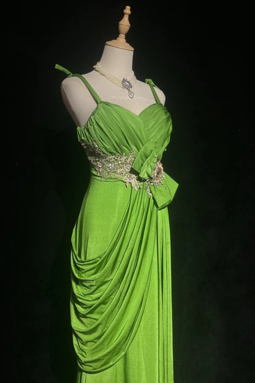Langes Kleid in Grün-Olivgrün NV6864