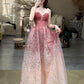 Dreamy Gradient Style Strapless Sleeveless Gown | Pink-Rose Sequin Tulle Ballgown Maxi Dress for Gala Ball Engagement Luxury Party NV6272