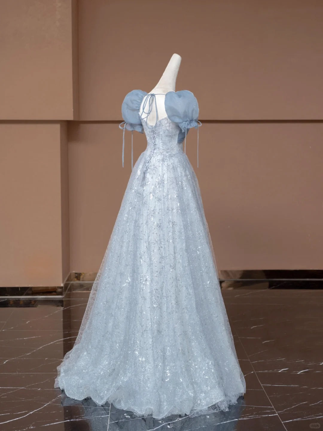 Blue Sweet Floral Elegant Fashion Long Prom Dress Evening Dress Party Dress Girls Dress  nv4745