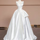 Stylish, elegant, and simple white long satin wedding dress, ball gown, and evening gown. nv5078