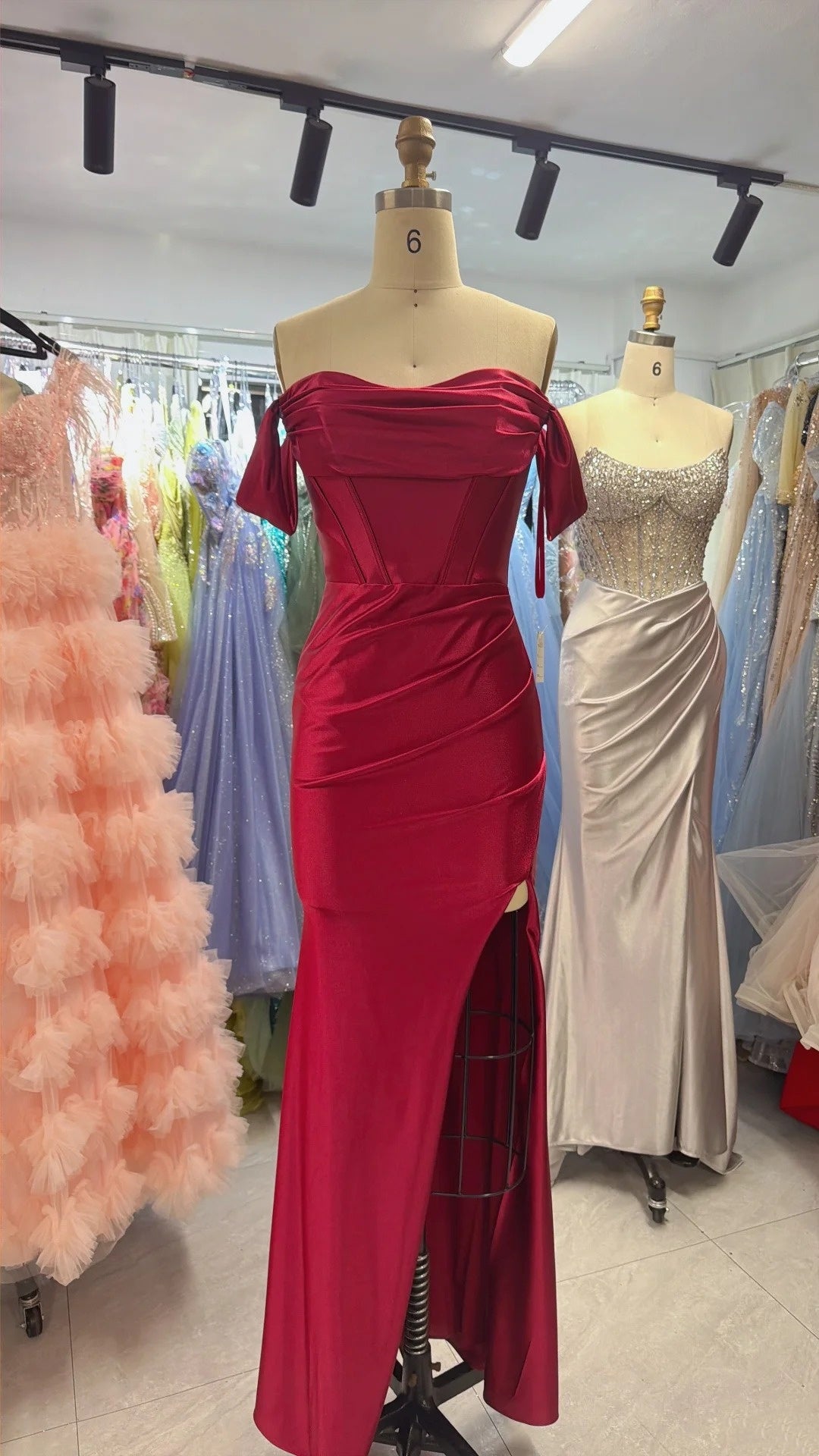 Red Fashion Long Satin Slim Fit Evening Dress, Bridesmaid Dress, Graduation Dress NV6633