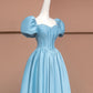 Blue Delicate Beaded Long Satin Prom Dress Ball Gown Evening Gown Party Dress nv4731
