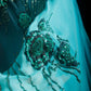 NiceVestidos--Vintage Beaded Glamorous Flowy Teal Gradient Elegant Artistic Floral Beaded Prom Dress NV5790