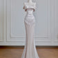 Silver Mesh Metallic Satin Long Mermaid Slim Prom Dress Evening Dress Party Dress nv4721