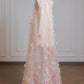 Pink Floral Elegant Long Tulle Prom Dress Evening Dress Party Dress nv4955