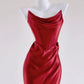 Red Fashion Mermaid Long Satin Prom Dress Evening Dress Party Dress nv4728