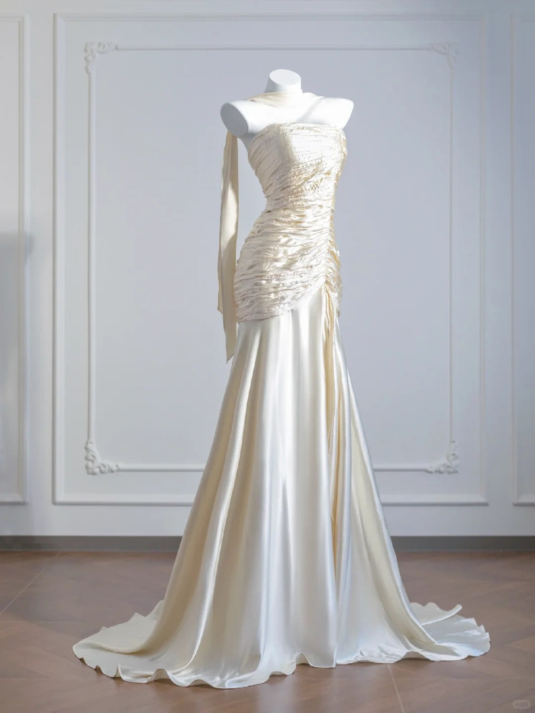 Gold fashion long satin prom dress evening dress party dress nv4723