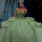 Sage Green Sparkling Luxury Quinceanera Dress Off Shoulder Ball Gown Prom Dress Ball Gown nv2661