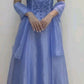 Blue exquisite beaded shiny spaghetti straps elegant fashion long tulle ball gown evening dress party dress prom dress nv3796
