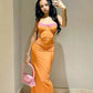 Orange Fashion Spaghetti Strap Lace Long Prom Dress Evening Gown Party Dress nv2847