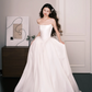 Strapless Satin Ball Gown Wedding Dress Corset Bodice Long Train Bridal Gown  NV7204