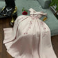 Pink Satin Embroidered Beaded Long Off Shoulder Short Sleeve Prom Dress Evening Dress Graduation Dress nv3000