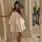 White pretty fashion ruffle layered short mini prom dress elegant party dress homecoming dress evening dress nv2428