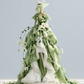 Sage Green Square Neck Puff Sleeve Satin 3D Floral Fairy Ball Gown  NV7471