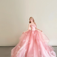 Dusty Pink One Shoulder Tulle Ball Gown Butterfly Embroidery Prom Dress  NV7180