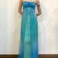 Blue shiny gradient retro elegant simple suspender long ball gown evening dress nv2761