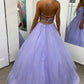 Purple Tulle Long A-Line Prom Dress, Purple Backless Evening Dress nv1444