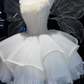 White Fairy Short Tulle Formal Gown Pearl Beaded Corset With Sparkly Wings  NV6952