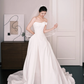 Minimalist Satin Ball Gown Wedding Dress Strapless Bow Bridal Gown  NV7247