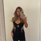 Black fashion chic sexy hollow rhinestone short mini party dress evening dress birthday dress nv2257