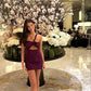 Purple Rose Flower Fashion Charming Short Mini Homecoming Dress Evening Dress Party Dress nv2422