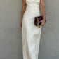 White simple fashion one shoulder strap off shoulder long party dress evening dress nv2401