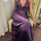 Purple Simple Elegant V Neck Backless Vintage Mermaid Long Ball Gown Prom Dress Evening Gown Party Dress nv2622