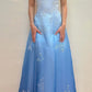 NiceVestidos-Blue and white exquisite floral fashion gradient tube top long floor-length ball gown graduation dress nv5523