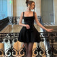 Black sexy sweetheart cute classic little black dress A-line suspenders black short mini homecoming dress birthday party dress evening dress nv2541