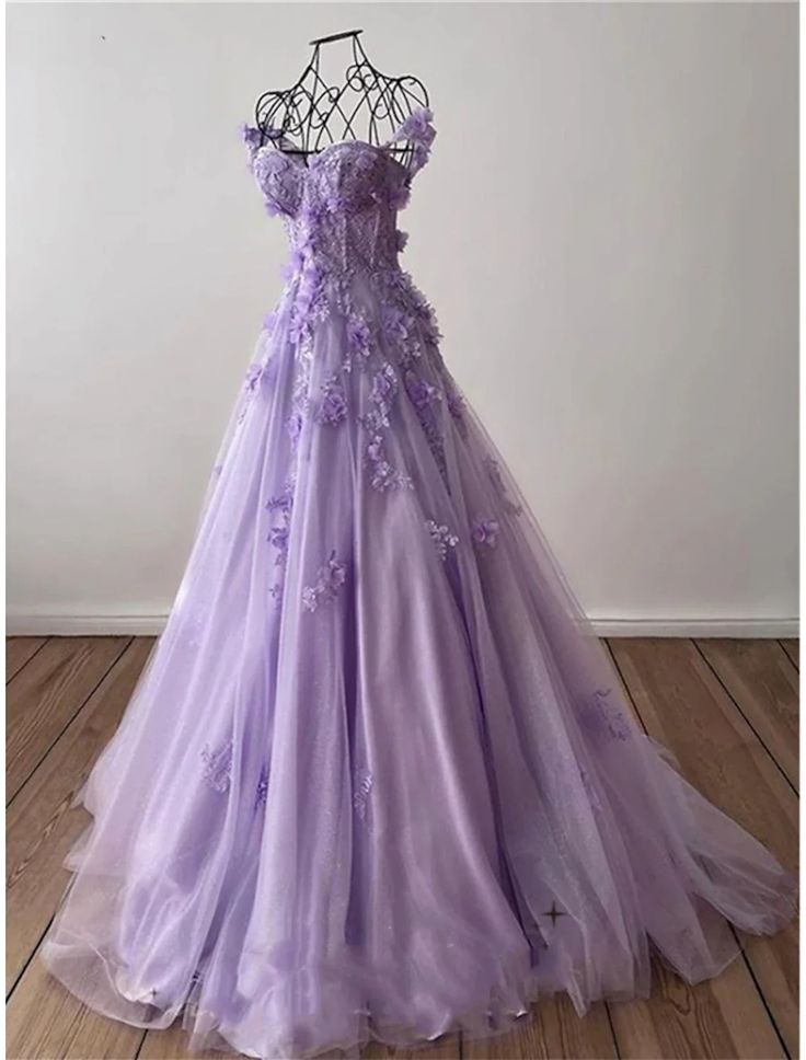 Pink/Purple/red Gorgeous Exquisite Floral Off-the-shoulder Long Elegant Fairy Ball Gown Evening Gown Tulle Party Dress nv3306