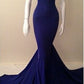 Blue Fashion Cross Strap Long Mermaid Slim Satin Floor Length Train Ball Gown Evening Dress Party Dress nv3603