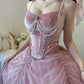 Pink Elegant Sweet Long Velvet Ball Gown Evening Dress nv2947