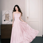 Strapless Pleated Prom Dress Blush Pink Beaded A Line Formal Evening Gown  NV7245