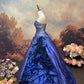 Blue satin floor-length vintage long ball gown nv5152