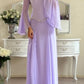 NiceVestidos--Dreamy Goddess Style Lavender Chiffon Long Flared Sleeve Extra-Long Evening Dress NV5795