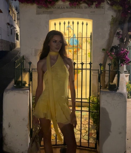 Yellow fashion chiffon short homecoming dress party dress gown birthday dress nv4677