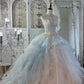 Pink-Blue Ombré Ball Gown: Beaded Strapless & Oversized Tulle NV6838