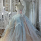 Pink-Blue Ombré Ball Gown: Beaded Strapless & Oversized Tulle NV6838
