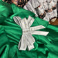 Green shiny beaded bow long satin ball gown evening dress quinceanera dress nv4645