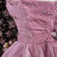 Pink floral beaded long tulle ball gown evening dress quinceanera dress nv4646
