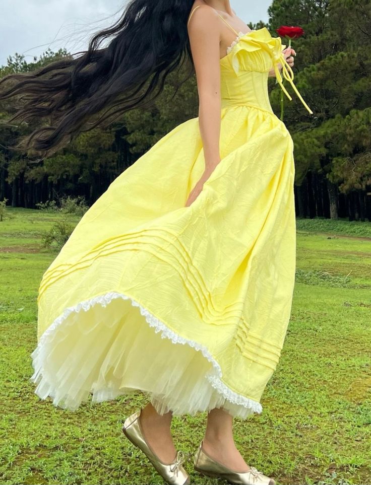 Yellow sweet elegant long satin princess ball gown evening dress nv2911