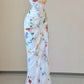 NiceVestidos--Fresh Art Style：Floral Chiffon Waist - Cinched Sleeveless Floor - Length Creative Evening Dress NV5811