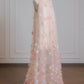 Pink Floral Elegant Long Tulle Prom Dress Evening Dress Party Dress nv4955