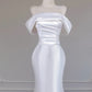 White Elegant Backless Long Mermaid Bodycon Satin Train Prom Dress Evening Gown nv4965