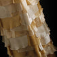 🧡Vintage brown and yellow sequined chiffon long ruffled ball gown party dress nv5208