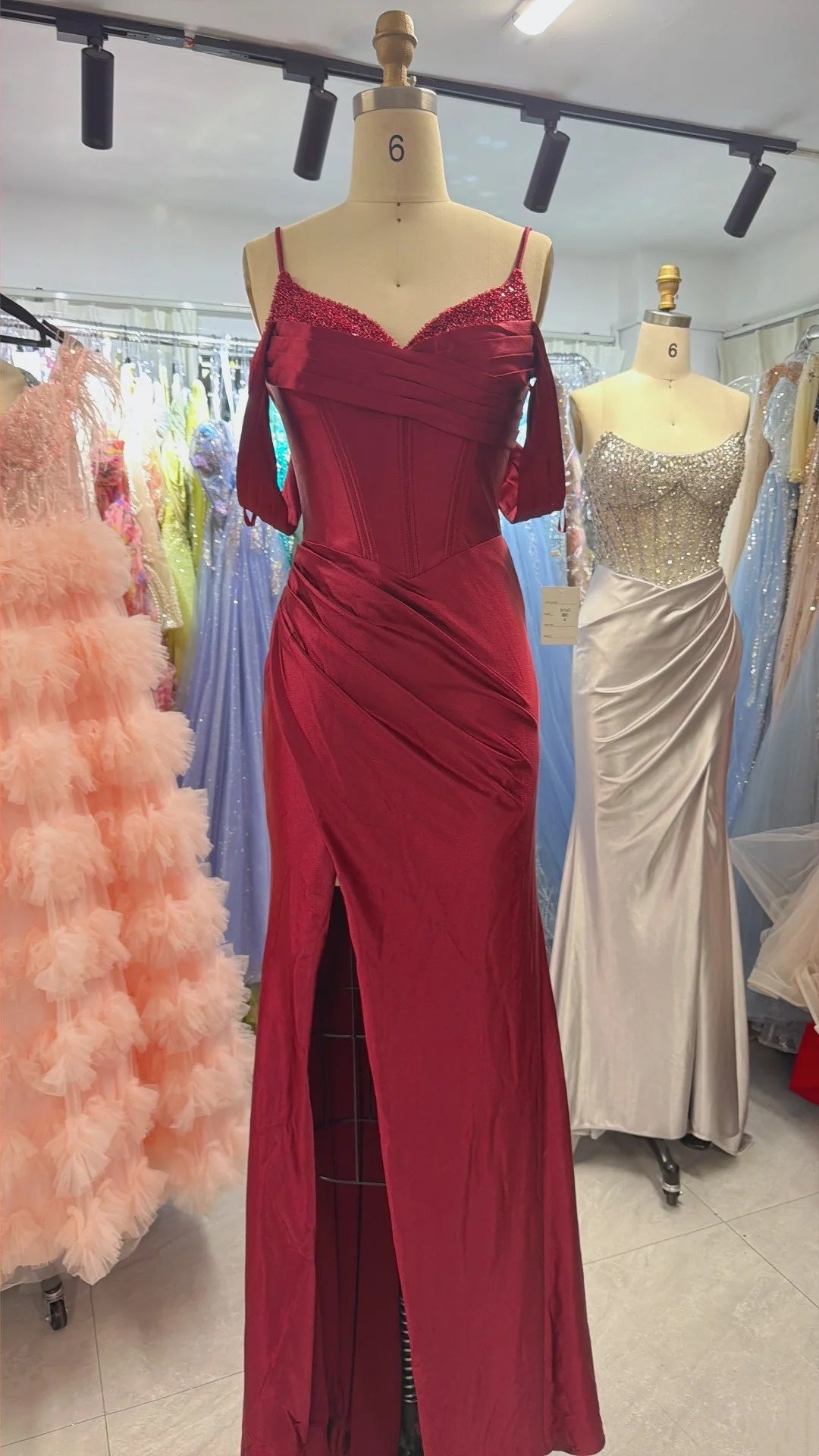 Red Fashion Long Satin Slim Fit Evening Dress, Bridesmaid Dress, Graduation Dress NV6633