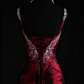 NiceVestidos--Vintage Burgundy Exquisite Beaded Satin Pleated Long Ball Gown Graduation Dress NV5859