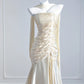 Gold fashion long satin prom dress evening dress party dress nv4723