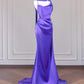 Purple Elegant Backless Long Satin Prom Dress nv4964